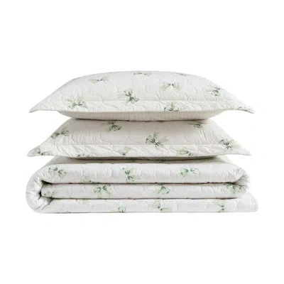 Laura Ashley Bouncy Bows Cotton Reversible Green Quilt Set