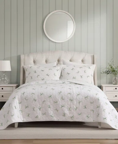 Laura Ashley Bouncy Bows Reversible 3-pc. Quilt Set, King In White
