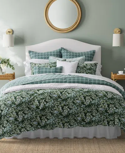 LAURA ASHLEY BRAMBLE FLORAL COTTON REVERSIBLE 7 PIECE COMFORTER SET, KING