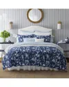 Laura Ashley Branch Toile Cotton Reversible 5 Piece Duvet Cover Set, Twin In Blue