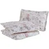 Laura Ashley Breezy Floral Twin Quilt & Sham Set In Pink Grey