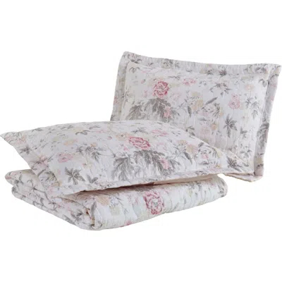 Laura Ashley Breezy Floral Twin Quilt & Sham Set In Gray