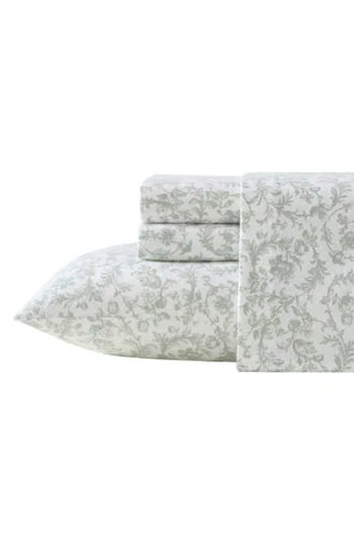 Laura Ashley Brinna Floral Cotton Flannel Sheet Set In Green