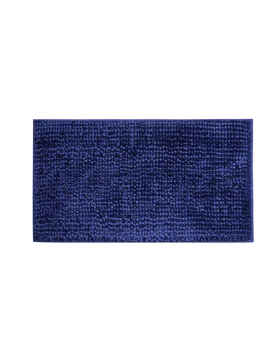 Laura Ashley Butter Chenille Bath Mat, 17" X 24" In Navy
