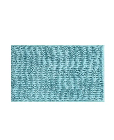 Laura Ashley Butter Chenille Bath Mat, 20" X 34" In Seaspray Blue