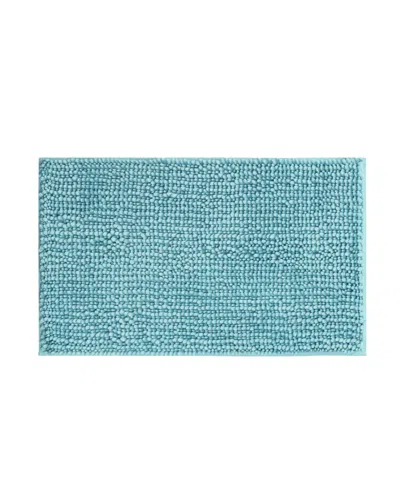 Laura Ashley Butter Chenille Bath Mat, 27" X 45" In Seaspray Blue