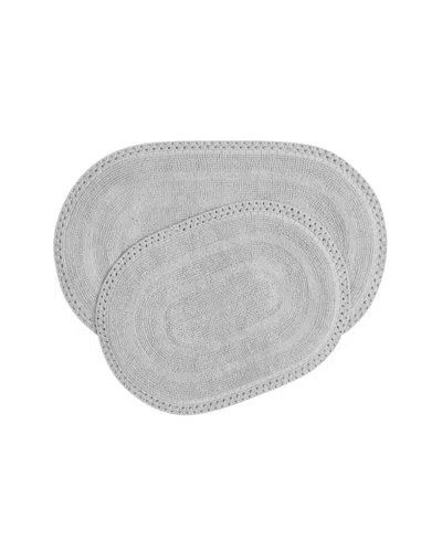 Laura Ashley Camilla Crochet Border 2-pc. Oval Bath Mat Set In Gray