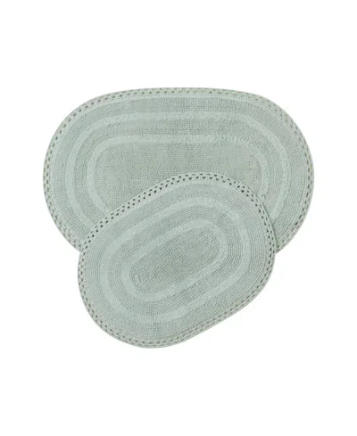 Laura Ashley Camilla Crochet Border 2-pc. Oval Bath Mat Set In Gray