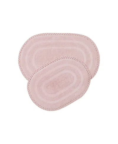 Laura Ashley Camilla Crochet Border 2-pc. Oval Bath Mat Set In Pink