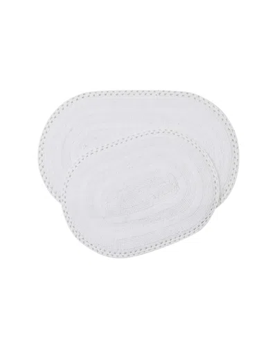 Laura Ashley Camilla Crochet Border 2-pc. Oval Bath Mat Set In White