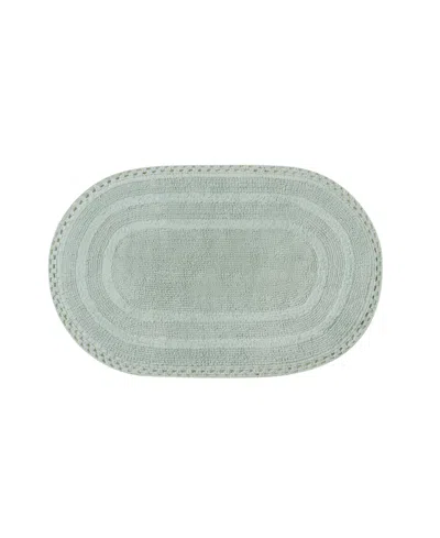 Laura Ashley Camilla Crochet Border Oval Bath Mat, 21" X 34" In Green