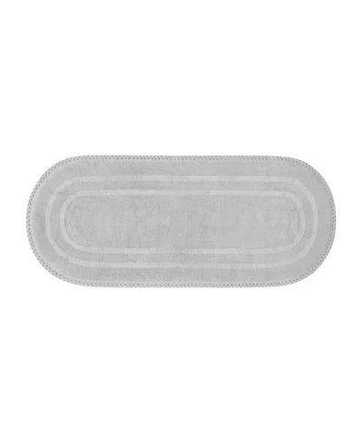 Laura Ashley Camilla Crochet Border Oval Bath Mat, 24" X 60" In Gray