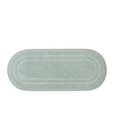 Laura Ashley Camilla Crochet Border Oval Bath Mat, 24" X 60" In Gray