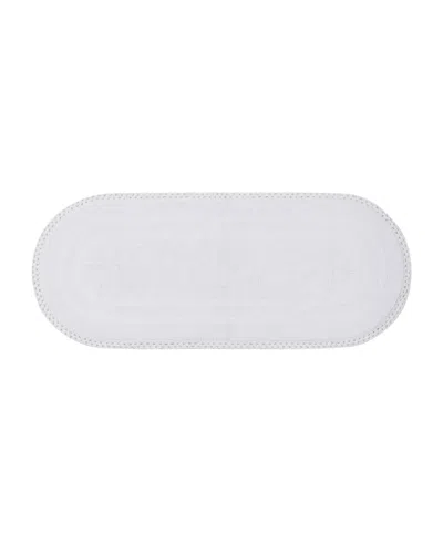 Laura Ashley Camilla Crochet Border Oval Bath Mat, 24" X 60" In White