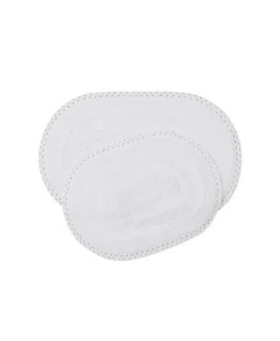 Laura Ashley Camilla Crochet Border Oval Bath Mats In Light Pink
