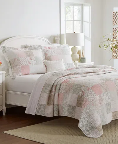 Laura Ashley Celina Patchwork 3-pc. Quilt Set, King In Pink,sage