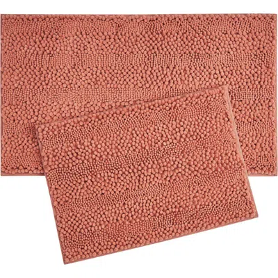 Laura Ashley Chenille Set Of 2 Bath Rugs In Coral