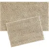 Laura Ashley Chenille Set Of 2 Bath Rugs In Linen