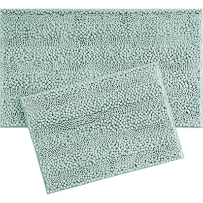 Laura Ashley Chenille Set Of 2 Bath Rugs In Green