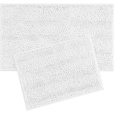 Laura Ashley Chenille Set Of 2 Bath Rugs In White