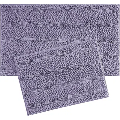 Laura Ashley Chenille Set Of 2 Bath Rugs In Wisteria Purple