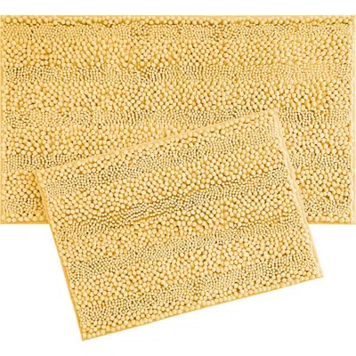 Laura Ashley Chenille Set Of 2 Bath Rugs In Yellow