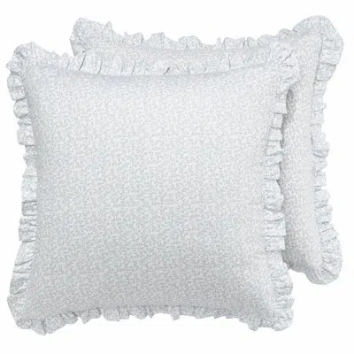 Laura Ashley Chloe Blue/white Mini Floral 100% Cotton European Sham Cover 26-inch With Ruffled Edge In Blue White