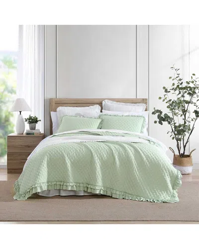 Laura Ashley Claire Reversible Quilt Set In Green