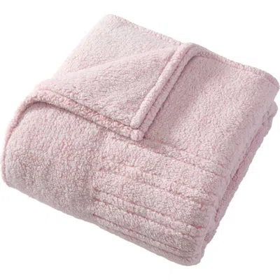 Laura Ashley Clarabelle Tipped Faux Shearling Blanket In Pink