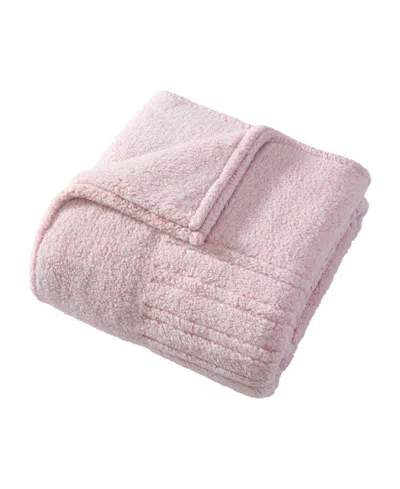 Laura Ashley Clarabelle Tipped Print Sherpa Heated Blanket, Twin In Pink
