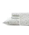 Laura Ashley Fiona Floral 300 Thread Count Cotton Percale Sheet Set In Gray