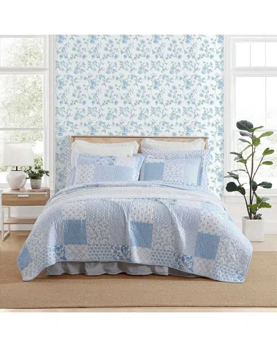 LAURA ASHLEY LAURA ASHLEY COLLEENS COASTAL PATCHWORK REVERSIBLE QUILT SET