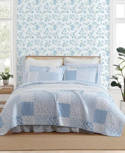 Laura Ashley Colleens Reversible 2 Piece Quilt Set, Twin In Blue