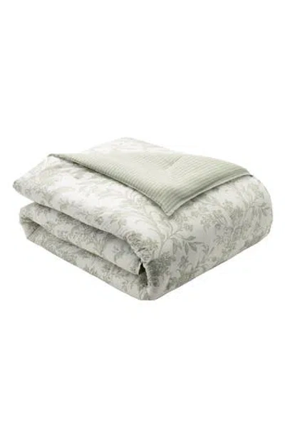 Laura Ashley Cotton 3-piece Comforter & Sham Quilt Set In Green