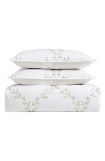 Laura Ashley Cotton 3-piece Quilt & Sham Set In White