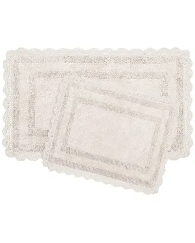 Laura Ashley Cotton Crochet 2pc Bath Rug Set In White