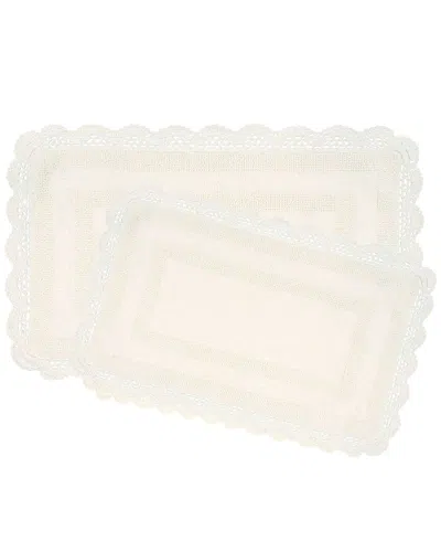 Laura Ashley Cotton Crochet 2pc Bath Rug Set In Neutral