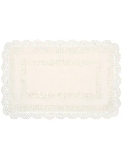 Laura Ashley Cotton Crochet Bath Rug In Neutral