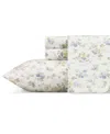 Laura Ashley Cotton Flannel 3 Piece Sheet Set, Twin In Le Fleur Blue