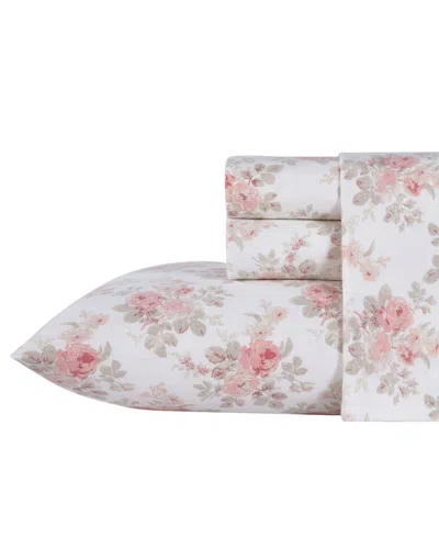 Laura Ashley Cotton Flannel 3 Piece Sheet Set, Twin In Lisalee