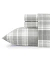 Laura Ashley Cotton Flannel 3 Piece Sheet Set, Twin In Medium Grey