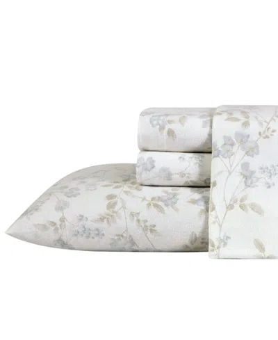 Laura Ashley Cotton Flannel 4 Piece Sheet Set, Full In Fawna