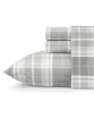 Laura Ashley Cotton Flannel 4-piece Sheet Set, Queen In Medium Grey