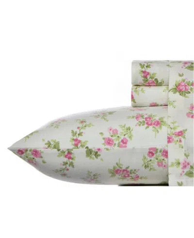Laura Ashley Cotton Flannel 4-piece Sheet Set, Queen In Audrey Pink
