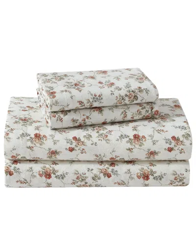 LAURA ASHLEY COTTON FLANNEL 4-PIECE SHEET SET, QUEEN