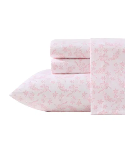 Laura Ashley Cotton Percale 3-pc. Sheet Set, Twin In Pink