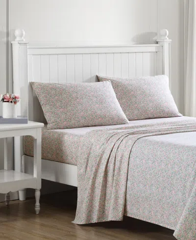 Laura Ashley Cotton Percale 3-pc. Sheet Set, Twin In Loveston Pink