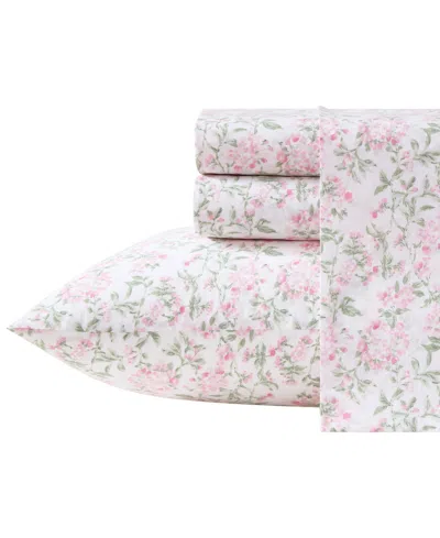Laura Ashley Cotton Percale 3-pc. Sheet Set, Twin In Pink