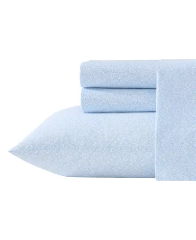Laura Ashley Cotton Percale 3-pc. Sheet Set, Twin Xl In Blue