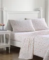 Laura Ashley Cotton Percale 3-pc. Sheet Set, Twin Xl In Norella Pink